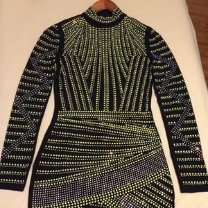 Neon color rhinestone shiny bright dress